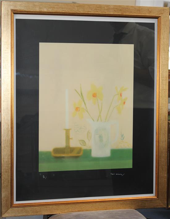 § Craigie Aitchison (1926-2009) Untitled (daffodils) 2001, 27 x 22in.